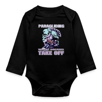 Paragliding – Where Dreams Take Off - Baby Bio-Langarm-Body - Schwarz - Vorne
