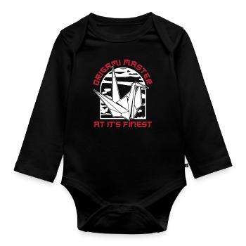 Le maître de l’origami à son meilleur maître hibou pliant - Body Bébé bio manches longues - noir - Devant