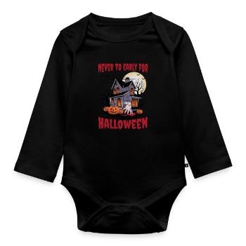 Spooky Maison hantée Halloween Outfit Femmes - Body Bébé bio manches longues - noir - Devant