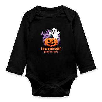 Cute Ghosts Halloween Outfit Women - Organic Longsleeve Baby Bodysuit - black - Front