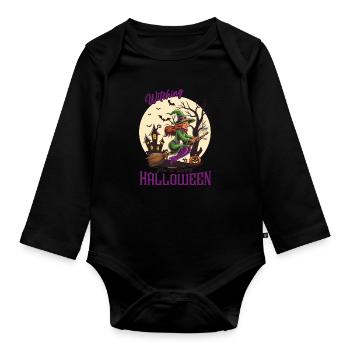 Happy Witches Halloween Outfit Women - Organic Longsleeve Baby Bodysuit - black - Front
