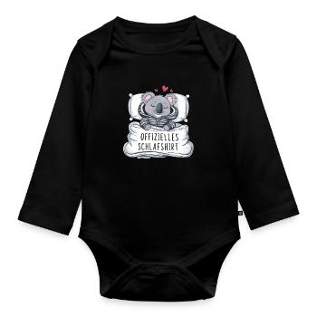 Official Sweet Koala Sleep Shirt - Organic Longsleeve Baby Bodysuit - black - Front