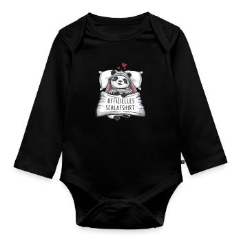 Chemise de nuit officielle Cute Panda - Body Bébé bio manches longues - noir - Devant