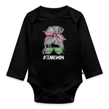 Funny Tennis Player Racket - Baby Bio-Langarm-Body - Schwarz - Vorne