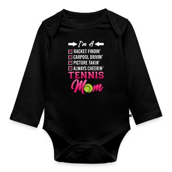 Funny Tennis Player Racket Mom I'm - Baby Bio-Langarm-Body - Schwarz - Vorne