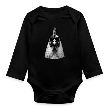 Chicken Sunglasses Animal Motif Chicken Breeder Chickens - Organic Longsleeve Baby Bodysuit - black - Front