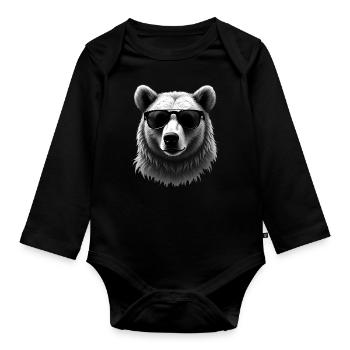 Bear Sunglasses Animal Motif Art Bears - Organic Longsleeve Baby Bodysuit - black - Front