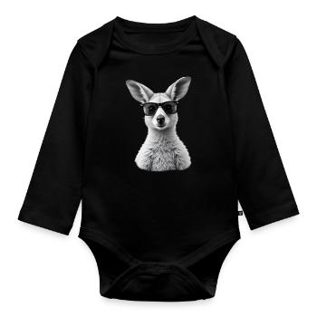 Kangaroo Sunglasses Animal Motif Kangaroo - Organic Longsleeve Baby Bodysuit - black - Front