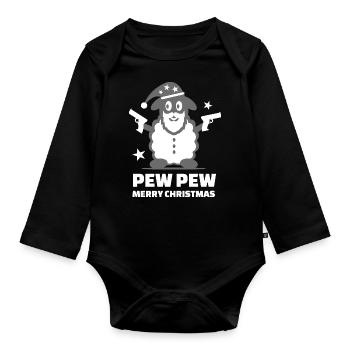 Pew Pew Schaf Santa Claus Geschenkidee - Baby Bio-Langarm-Body - Schwarz - Vorne