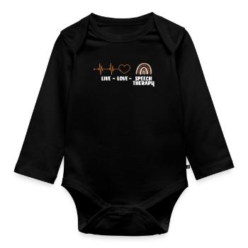 Live Love Speech Therapy Herzschlag Regenbogen - Baby Bio-Langarm-Body - Schwarz - Vorne