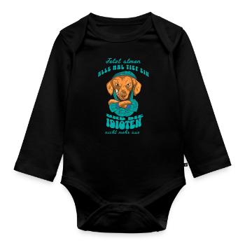 Now everyone takes a deep breath - Organic Longsleeve Baby Bodysuit - black - Front