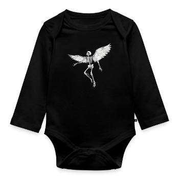 Skelett mit Flügel für Biker – Extravagant - Baby Bio-Langarm-Body - Schwarz - Vorne