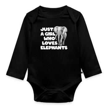 Just a girl who loves elephants - Baby Bio-Langarm-Body - Schwarz - Vorne