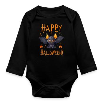 Bat Happy Halloween Costume Cute Cute - Organic Longsleeve Baby Bodysuit - black - Front
