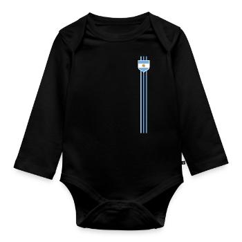 Argentine Cadeau Argentine Drapeau argentin - Body Bébé bio manches longues - noir - Devant