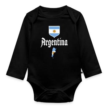Argentinien Geschenk Argentina Argentine Flagge - Baby Bio-Langarm-Body - Schwarz - Vorne