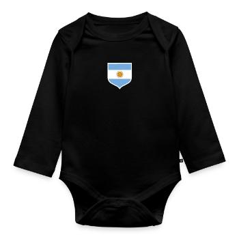 Argentinien Geschenk Argentina Argentine Flagge - Baby Bio-Langarm-Body - Schwarz - Vorne