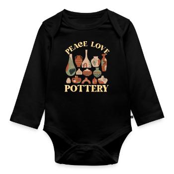 Pottery Ceramics Artist Girl Peace - Organic Longsleeve Baby Bodysuit - black - Front
