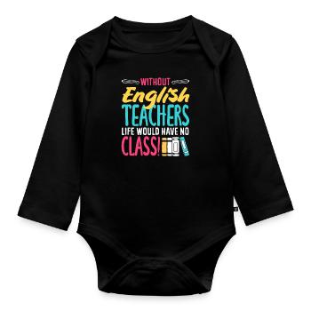 Drôle de professeur Cadeau d’enseignant - Body Bébé bio manches longues - noir - Devant
