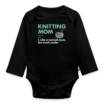 Knitter Mom Definition Knitting - Organic Longsleeve Baby Bodysuit - black - Front