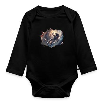 Astronaut Space - Organic Longsleeve Baby Bodysuit - black - Front