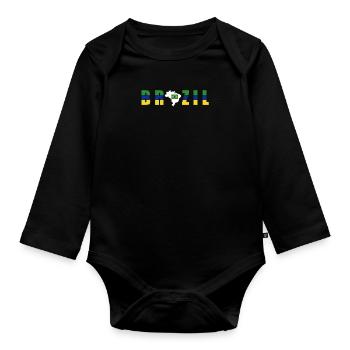 Brésil Brésil Maillot brésilien Rio de Janeiro - Body Bébé bio manches longues - noir - Devant