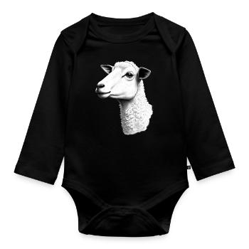 Sheep Black White Outfit Animal Motif Art Sheep - Organic Longsleeve Baby Bodysuit - black - Front