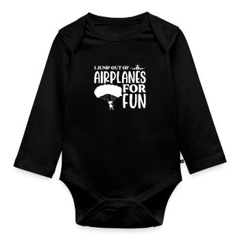 Skydive Skydiver Skydiving Parachute Gift - Organic Longsleeve Baby Bodysuit - black - Front