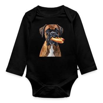 Boxer - Organic Longsleeve Baby Bodysuit - black - Front