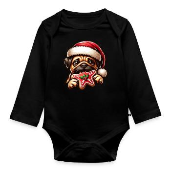 Mops - Baby Bio-Langarm-Body - Schwarz - Vorne