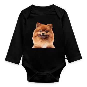 Dwarf spitz - Organic Longsleeve Baby Bodysuit - black - Front