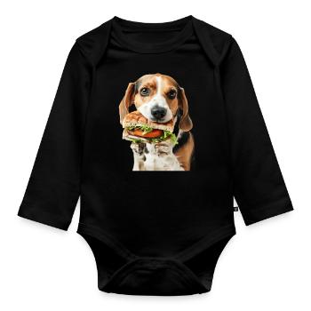Beagle - Baby Bio-Langarm-Body - Schwarz - Vorne
