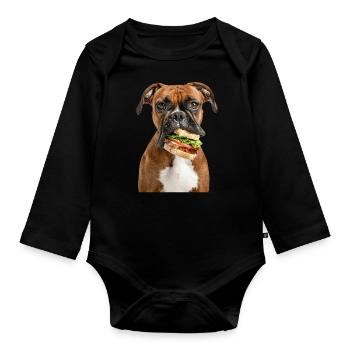 Boxer - Organic Longsleeve Baby Bodysuit - black - Front