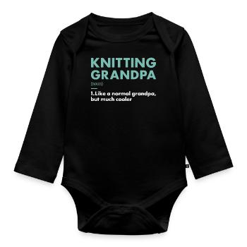 Knitter Grandpa Definition Knitting - Organic Longsleeve Baby Bodysuit - black - Front