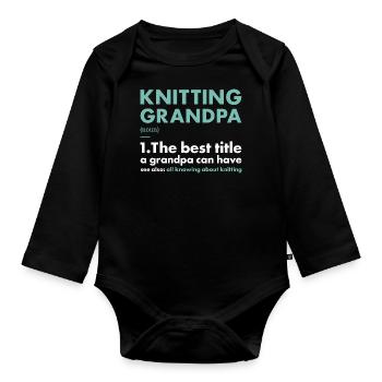 Knitter Grandpa Definition Knitting - Baby Bio-Langarm-Body - Schwarz - Vorne