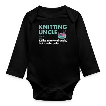 Knitter Uncle Definition Knitting - Baby Bio-Langarm-Body - Schwarz - Vorne