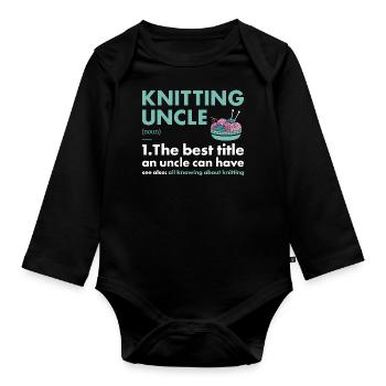 Knitter Uncle Definition Knitting - Baby Bio-Langarm-Body - Schwarz - Vorne