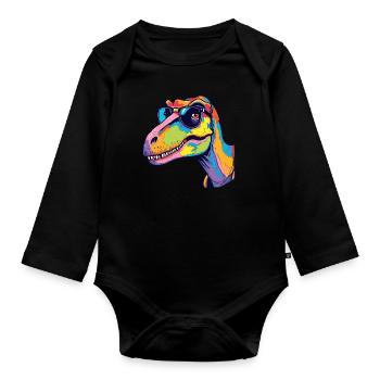 T-Rex Art Oeuvre Pop Art T-Rex - Body Bébé bio manches longues - noir - Devant