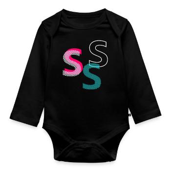 S Initial - Baby Bio-Langarm-Body - Schwarz - Vorne