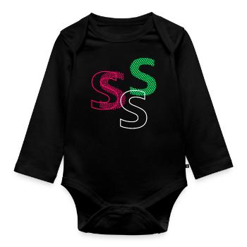 Lettre S - Body Bébé bio manches longues - noir - Devant