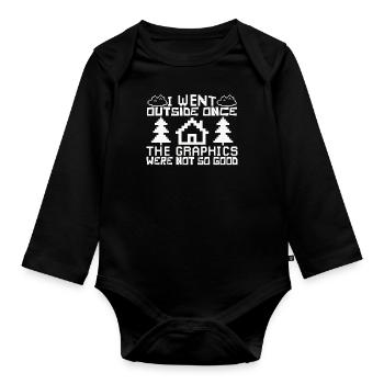 Once Been Outside – Gamer Humor Saying - Organic Longsleeve Baby Bodysuit - black - Front