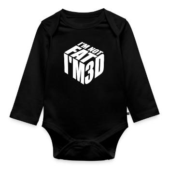 I'm not fat I'm 3D - Organic Longsleeve Baby Bodysuit - black - Front