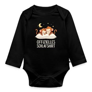 Official Sleep Shirt Monkey Monkey Pair - Organic Longsleeve Baby Bodysuit - black - Front