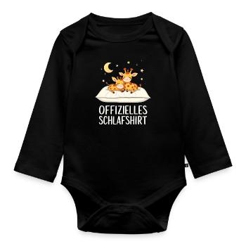 Official Sleep Shirt Giraffe Giraffe Couple - Organic Longsleeve Baby Bodysuit - black - Front