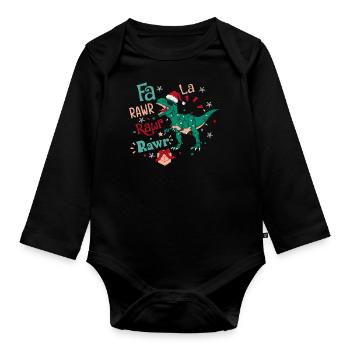 Dino-mite | Christmas vibes - Organic Longsleeve Baby Bodysuit - black - Front