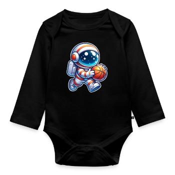 Astronaute de basket-ball - Body Bébé bio manches longues - noir - Devant