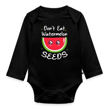 Melon pastèque Fruit d’été Cadeau végétalien - Body Bébé bio manches longues - noir - Devant