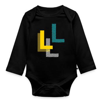Buchstabe L - Baby Bio-Langarm-Body - Schwarz - Vorne