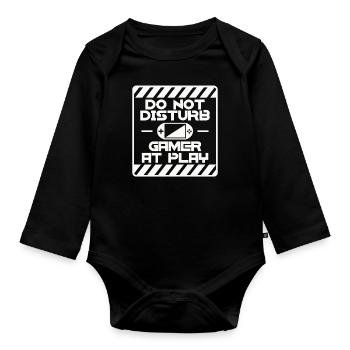 Jeux et gamers Do not disturb – les joueurs en action - Body Bébé bio manches longues - noir - Devant