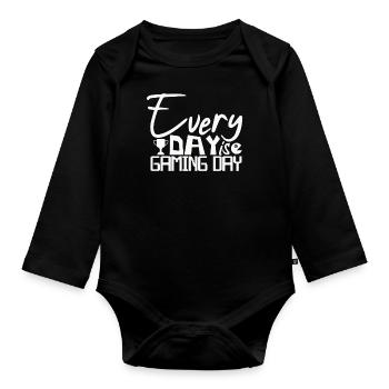 Gaming Zocker Jeder Tag ist ein Gaming-Tag - Baby Bio-Langarm-Body - Schwarz - Vorne